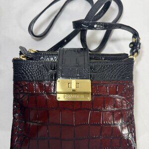 Brahmin Mojito Bag, redish brown and black croc gator embossed.